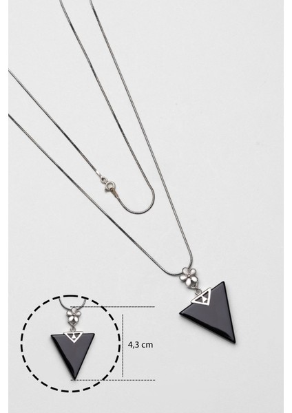 Oniks Taşlı Siyah Rodyum Kaplama 55 cm Gümüş Kolye modelleri