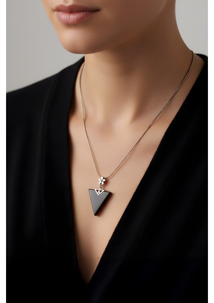 Oniks Taşlı Siyah Rodyum Kaplama 55 cm Gümüş Kolye fırsatları