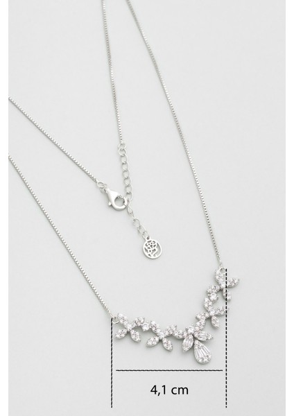 Zambak Zarafeti 18 Ayar Beyaz Altın Kaplama 45 cm Gümüş Kolye modelleri