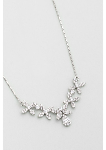 Zambak Zarafeti 18 Ayar Beyaz Altın Kaplama 45 cm Gümüş Kolye indirimleri