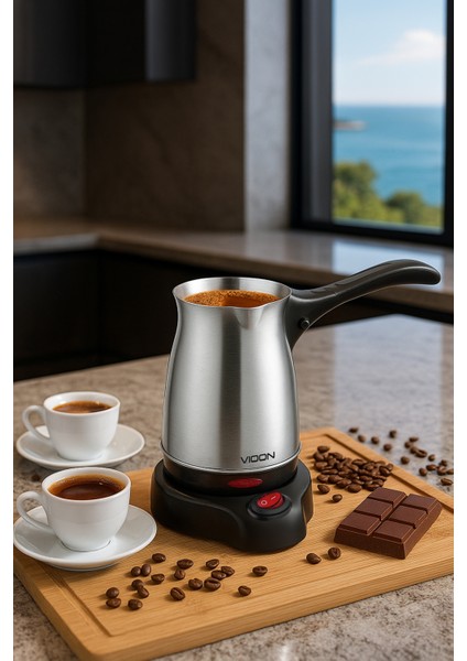 Pazaraza Vioon Bold Elektrikli Cezve Türk Kahve Makinesi Katlanabilen kulp Kablosuz Kullanım