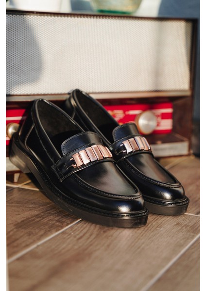 Kadın Loafer Makosen Tokalı Günlük Ayakkabı Vilyum Siyah modelleri