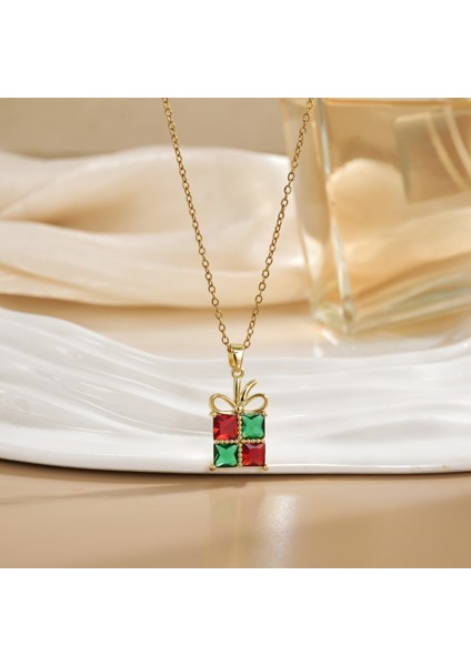 Yeni Basit Kakma Zirkonya Yay Kolye Kadın Basit Yüksek Sınıf Mücevher Duygusu Titanyum Çelik Renk Kaybetmez (Yurt Dışından)