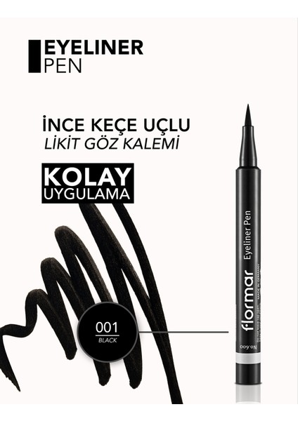 Likit Kalem Eyeliner Siyah Yarı Mat Yoğun Pigmentli Suya Dayanıklı Hassas Uçlu modelleri