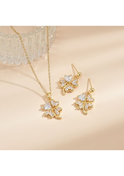 Yeni Basit Kakma Zirkonya Yay Kolye Kadın Basit Yüksek Sınıf Mücevher Duygusu Titanyum Çelik Renk Kaybetmez (Yurt Dışından)