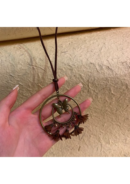 Yeni Çin Zen Uzun Bronz Tüy Kolye Vintage Bohem Etnik Tarzı Çift Jumper Giyim Uzun Aksesuarlar (Yurt Dışından)