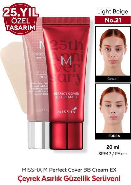 Mükemmel Kapatıcılık Sunan Çok Fonksiyonlu M Perfect Cover BB Cream Ex SPF42/PA+++ No.21 (20ml)