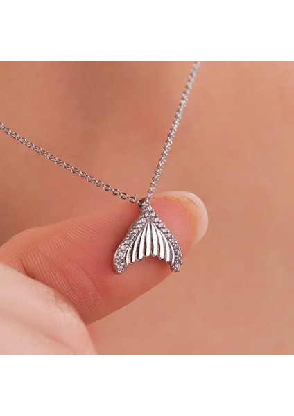 Kadın Kolye – Deniz Kızı Kuyruğu Figürlü, Kararmaz Antialerjik Gümüş Kaplama Çelik Tasarım fiyatları
