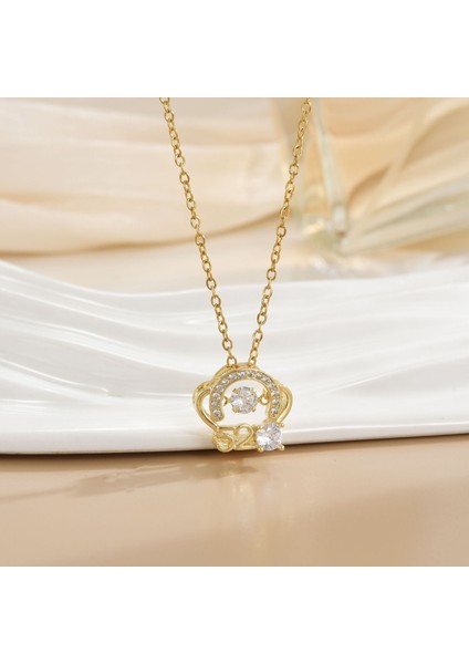 Yeni Çelik Zinciri Dönen Kolye Kolye Kadın Basit Yüz Aksesuarlı Hafif Lüks (Yurt Dışından)