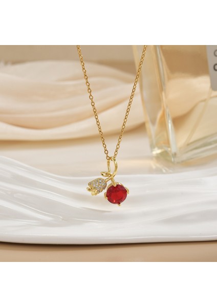 Yeni Basit Kakma Zirkonya Yay Kolye Kadın Basit Yüksek Sınıf Mücevher Duygusu Titanyum Çelik Renk Kaybetmez (Yurt Dışından)