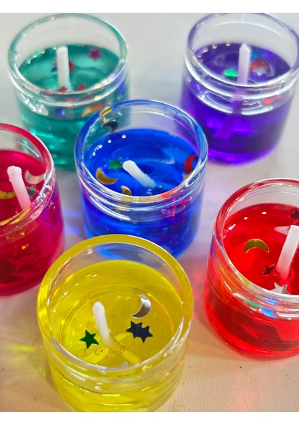 6'lı Jel Renkli Mum