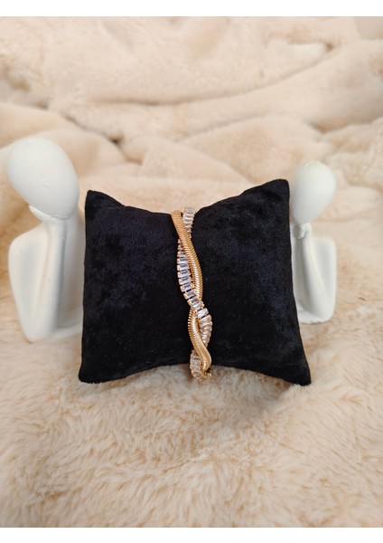 Zirkon Taşlı 2'li Burgu Bileklik