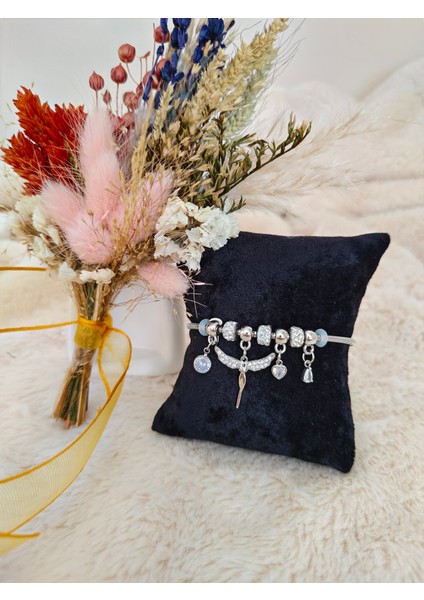 Charmlı Çelik Melek Detaylı Silver Bileklik fiyatları