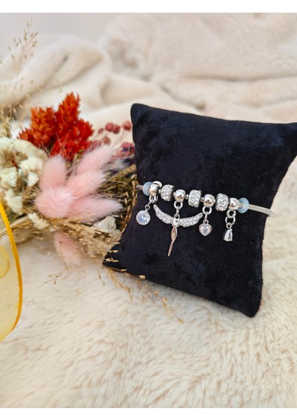 Charmlı Çelik Melek Detaylı Silver Bileklik modelleri