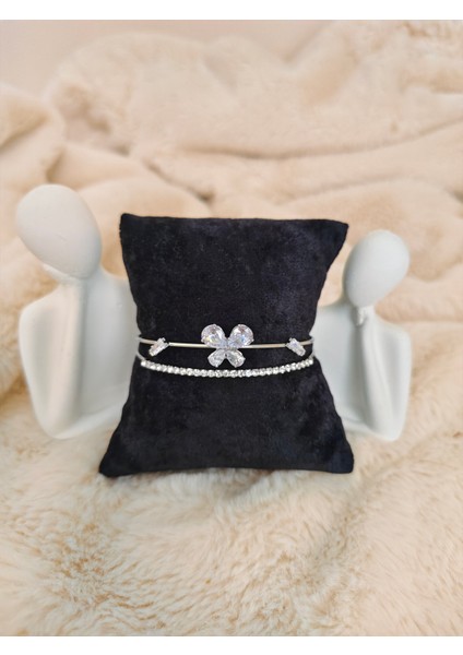 Zirkon Taşlı Çelik Kelebek Detaylı Ayarlanabilir Kelepçe modelleri