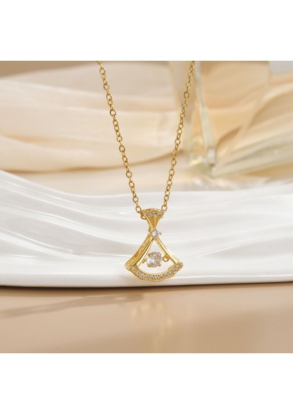 Yeni Çelik Zinciri Dönen Kolye Kolye Kadın Basit Yüz Aksesuarlı Hafif Lüks (Yurt Dışından)