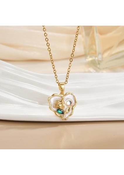 Yeni Basit Kakma Zirkonya Yay Kolye Kadın Basit Yüksek Sınıf Mücevher Duygusu Titanyum Çelik Renk Kaybetmez (Yurt Dışından)