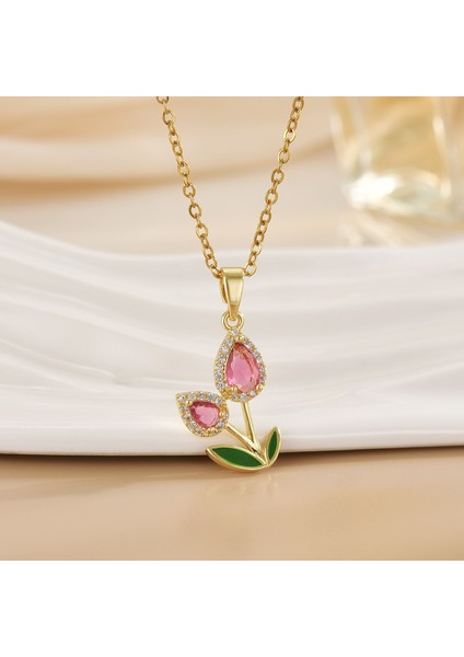 Yeni Basit Kakma Zirkonya Yay Kolye Kadın Basit Yüksek Sınıf Mücevher Duygusu Titanyum Çelik Renk Kaybetmez (Yurt Dışından)