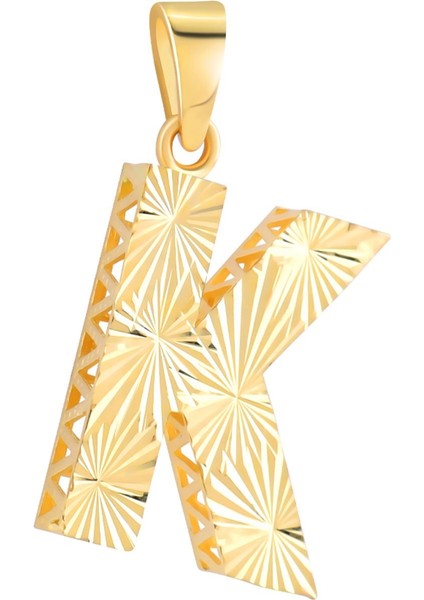 14 Ayar Altın K Harfi Kalemli Kolye Ucu