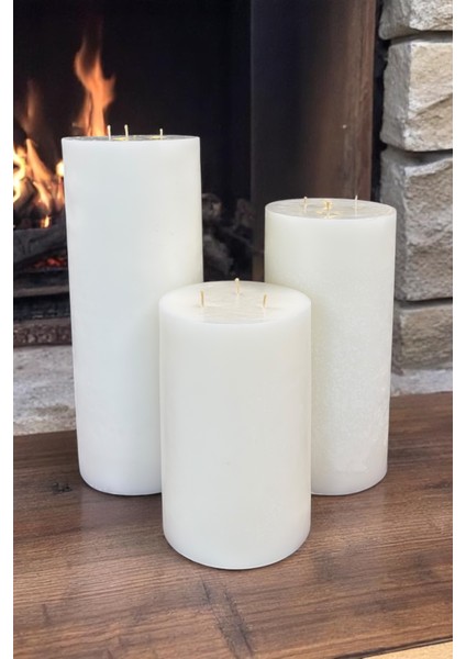 Büyük Blok Mum Seti Çap 20 cm Boylar 30 x 40 x 50 cm