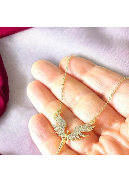 Kadın Kolye – Anka Kuşu Tasarımlı Zirkon Taşlı Altın Kaplama, Kararmaz Çelik modelleri
