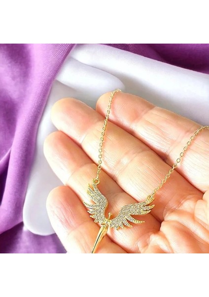 Kadın Kolye – Anka Kuşu Tasarımlı Zirkon Taşlı Altın Kaplama, Kararmaz Çelik fırsatları