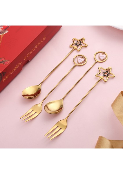 4 Adet Figür Detaylı Kaşık Çatal Takımı - Altın (Yurt Dışından) fiyatları
