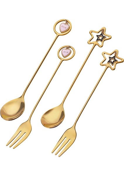 4 Adet Figür Detaylı Kaşık Çatal Takımı - Altın (Yurt Dışından) fırsatları