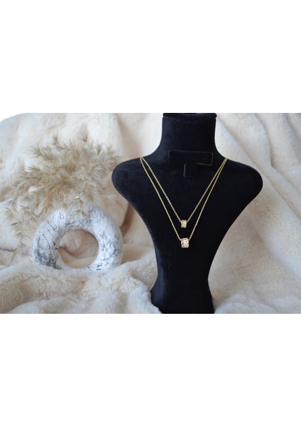 3'lü Yuvarlak Gold Çelik Kolye