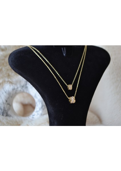 3'lü Yuvarlak Gold Çelik Kolye fiyatları