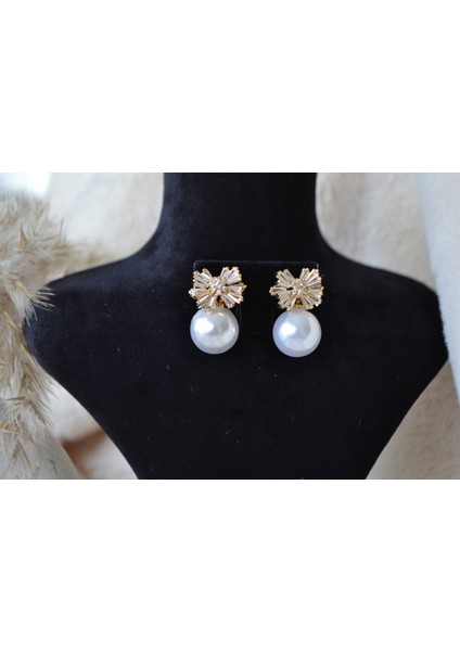 Çelik Inci Detaylı Gold Küpe modelleri