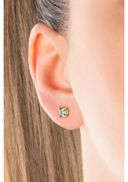 Mira 18 Ayar Sarı Altın Kaplama Gümüş Tektaş Küpe fiyatları