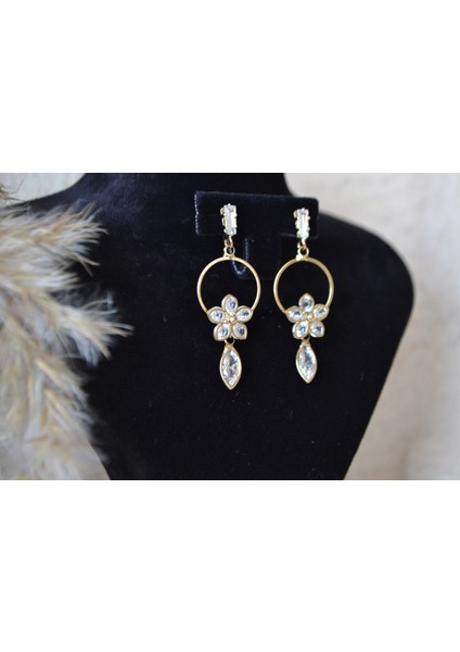 Çiçek Temalı Zirkon Taşlı Çelik Kadın Küpe modelleri