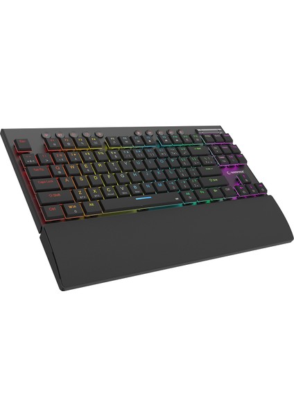 Beru Siyah 2.4g + Bt Wireless Red Swıtch Mekanik Gaming Oyuncu Klavye Slim Low Profile Rgb Tkl