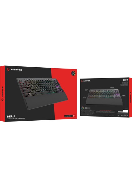 Beru Siyah 2.4g + Bt Wireless Red Swıtch Mekanik Gaming Oyuncu Klavye Slim Low Profile Rgb Tkl indirimleri