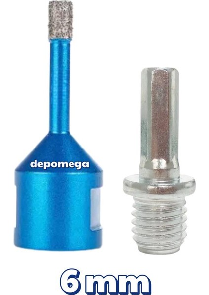 6 mm Granit Mermer Seramik Delme Panç Spiral ve Matkap Için Aparatlı M14