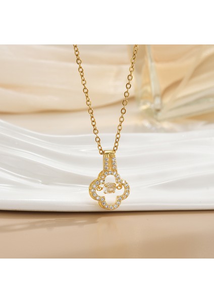 Yeni Çelik Köprücük Kemiği Zinciri Dönen Kolye Kolye Kadın Basit Yüz Aksesuarlı Hafif Lüks (Yurt Dışından)