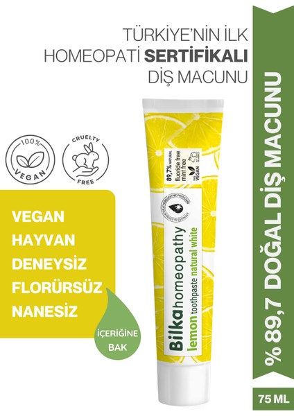 Homeopati Diş Macunu Natural White Limonlu