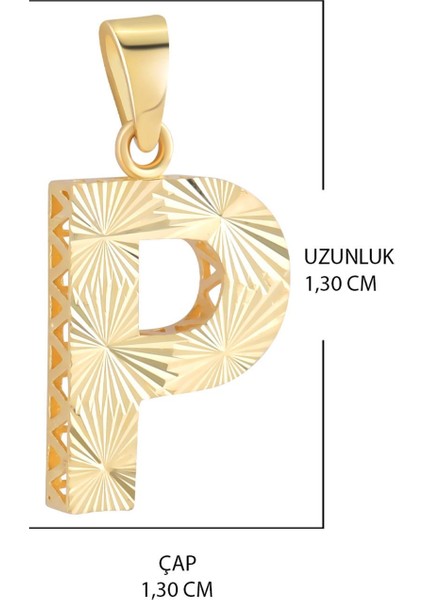 14 Ayar Altın P Harfi Kalemli Kolye Ucu fiyatları