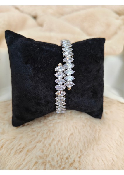 Çelik Zirkon Taşlı Su Yolu Bileklik