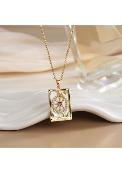 Yeni Bakır Kaplama Mikro-Set Zirkon Metin Tasarımı Moda Basit ve Çok Yönlü Kolye Ucu Kolye (Yurt Dışından)