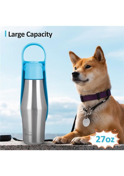 Taşınabilir Köpek Su Şişesi - Paslanmaz Çelik Köpek Seyahat Su Şişesi Içme Besleyicisi, Sızıntı Kanıtı Mavi 27OZ (Yurt Dışından) fırsatları