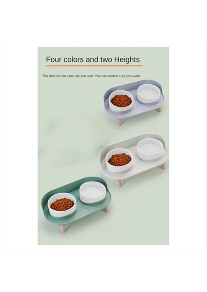 Besleyici Pet Anti-Kefresi Çift Kase Besleyici Kedi Köpeği Içme Suyu Besleyici Servikal Koruma Evcil Hayvan Malzemeleri Açık Gri (Yurt Dışından)