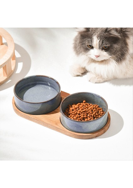 Boyun Koruyucu Yakalı Cömert Anti-Collision Ahşap Tepsisi Evcil Hayvan Besleme Malzemeleri ile Seramik Evcil Hayvan Kase Kedi Aksesuarları (Yurt Dışından) fırsatları