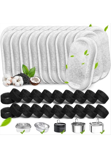 40PCS Kedi Su Çeşmesi Filtreleri 67OZ/2L ve 108/3.2L Paslanmaz Çelik Pet Çeşmesi Kedi Değiştirme Filtreleri Süngerler (Yurt Dışından) fiyatları