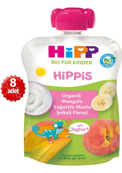 x 8 Adet Mangolu Yoğurtlu Muzlu Şeftali Püresi