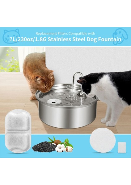 Kedi Su Çeşmesi Filtreleri 7L/230 Oz/1.8g Paslanmaz Çelik Pet Su Çeşme Filtreleri ve Süngerleri 16 Set (Yurt Dışından) fırsatları