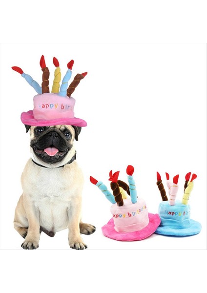Sevimli Evcil Hayvanlar Köpek Kedileri Doğum Günü Kapakları Ayarlanabilir Renkli Mumlar Köpek Şapkası Köpek Yavrusu Kediler Cosplay Kostüm Mücevher Mavi (Yurt Dışından) indirimleri