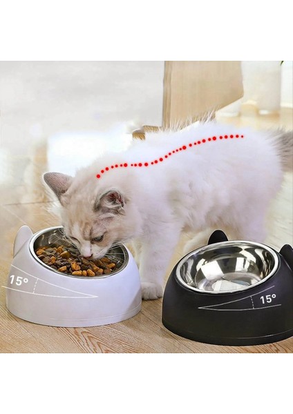 Yükseltilmiş Stand Pet Bowl Pet Besleme Kediler Için Kedi Su Kasesi Köpekler Besleyici Kaseleri, Siyah (Yurt Dışından) modelleri