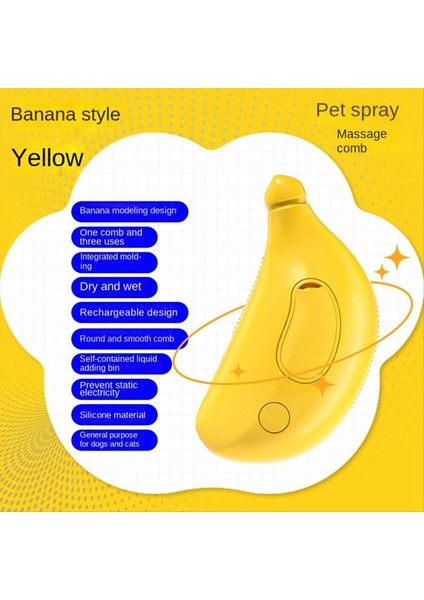 Pet Sprey Masaj Tarağı, Tımar Kedileri ve Köpekler Için Fırça, Elektrikli Saç Temizleme Leri Için Tarak, Muz (Yurt Dışından) fiyatları